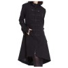 Women Military Style Coat Gothic Buttons Design Zipper Front Jacket Coat 
